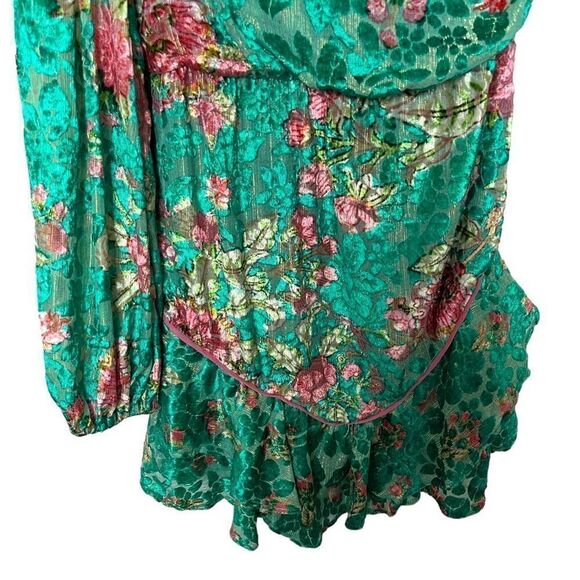 HEMANT AND NANDITA Short Dress With Tie Up Belt in Teal - Picture 4 of 11